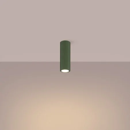 Oswietlenie-sufitowe - plafon tuba natynkowa lampa przysufitowa karbon 20 zielony oliwkowy sollux sl.1607 