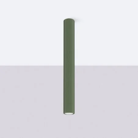 Oprawy-sufitowe - lampa sufitowa karbowana tuba natynkowa gu10 oliwkowa karbon sl.1610 sollux 