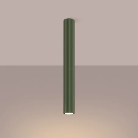 Oprawy-sufitowe - lampa sufitowa karbowana tuba natynkowa gu10 oliwkowa karbon sl.1610 sollux 