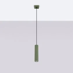 Lampy-sufitowe - lampa wisząca tuba karbon 1 zielony oliwkowy sollux sl.1611 