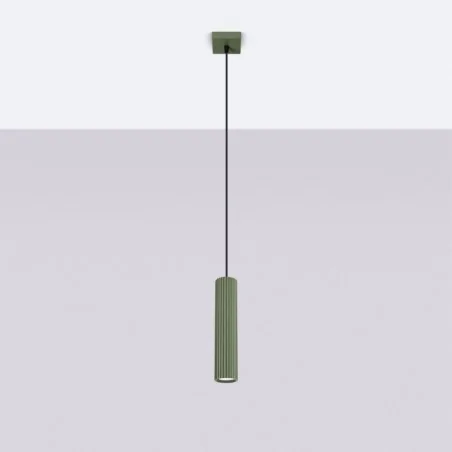 Lampy-sufitowe - lampa wisząca tuba karbon 1 zielony oliwkowy sollux sl.1611 