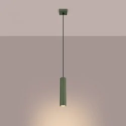 Lampy-sufitowe - lampa wisząca tuba karbon 1 zielony oliwkowy sollux sl.1611 