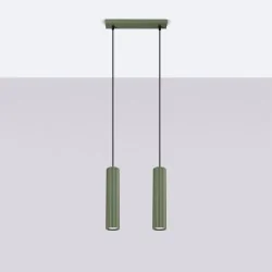 Lampy-sufitowe - lampa wisząca karbon 2 zielona oliwka sollux sl.1612 