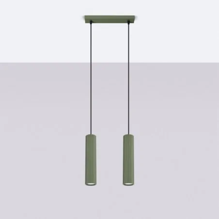 Lampy-sufitowe - lampa wisząca karbon 2 zielona oliwka sollux sl.1612 