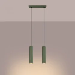 Lampy-sufitowe - lampa wisząca karbon 2 zielona oliwka sollux sl.1612 