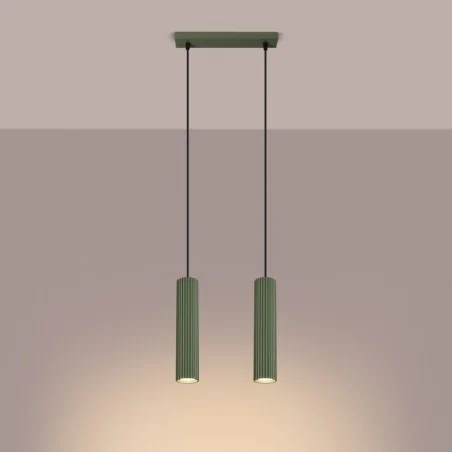 Lampy-sufitowe - lampa wisząca karbon 2 zielona oliwka sollux sl.1612 