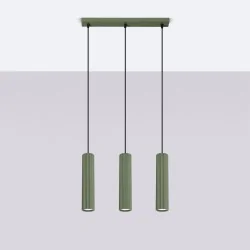 Lampy-sufitowe - lampa sufitowa 3 wiszące tuby karbon 3l zielona oliwka sollux sl.1613 