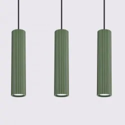 Lampy-sufitowe - lampa sufitowa 3 wiszące tuby karbon 3l zielona oliwka sollux sl.1613 