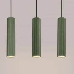 Lampy-sufitowe - lampa sufitowa 3 wiszące tuby karbon 3l zielona oliwka sollux sl.1613 