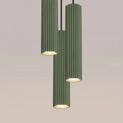Lampy-sufitowe - lampa wisząca 3 tuby karbon 3p zielona oliwka sollux sl.1614 
