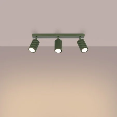 Lampy-sufitowe - plafon karbon 3l zielony oliwkowy sollux sl.1619 