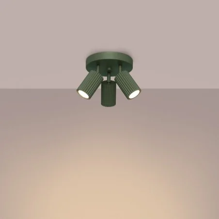 Lampy-sufitowe - plafon karbon 3p zielony oliwkowy sollux sl.1620 