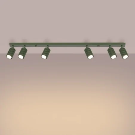 Lampy-sufitowe - plafon karbon 6l zielony oliwkowy sollux sl.1623 