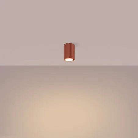 Oswietlenie-sufitowe - plafon tuba natynkowa karbon 10 ochra czerwona sollux sl.1625 