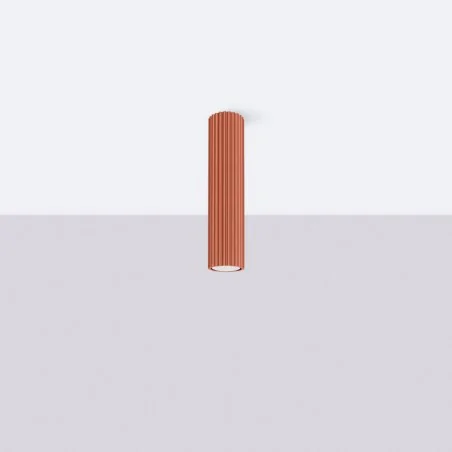 Oswietlenie-sufitowe - plafon tuba natynkowa falowana karbon 30 ochra czerwona sollux sl.1627 