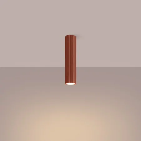 Oswietlenie-sufitowe - plafon tuba natynkowa falowana karbon 30 ochra czerwona sollux sl.1627 