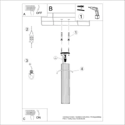 Oswietlenie-sufitowe - lampa sufitowa długa tuba gu10 karbon 40 ochra czerwona sollux sl.1628 
