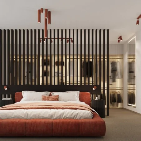 Oswietlenie-sufitowe - lampa sufitowa długa tuba gu10 karbon 40 ochra czerwona sollux sl.1628 