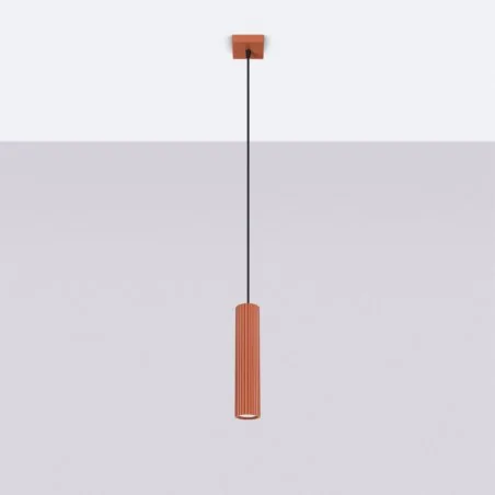 Lampy-sufitowe - lampa wisząca tuba do kuchni karbon 1 ochra czerwona sollux sl.1630 