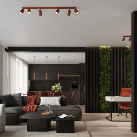 Lampy-sufitowe - lampa wisząca tuba do kuchni karbon 1 ochra czerwona sollux sl.1630 