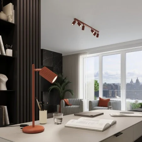 Lampy-sufitowe - lampa wisząca tuba do kuchni karbon 1 ochra czerwona sollux sl.1630 