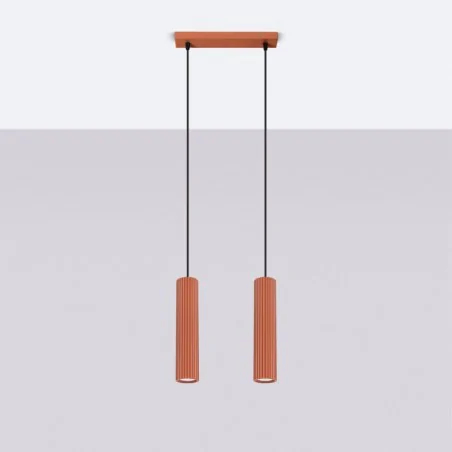 Lampy-sufitowe - lampa wisząca nad stół kuchenny 2 tuby karbon 2 ochra czerwona sollux sl.1631 