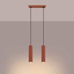 Lampy-sufitowe - lampa wisząca nad stół kuchenny 2 tuby karbon 2 ochra czerwona sollux sl.1631 
