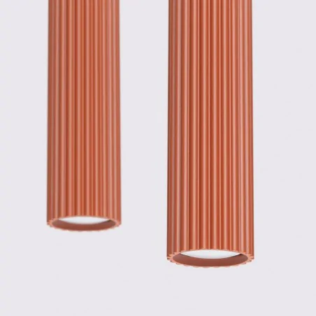 Lampy-sufitowe - lampa wisząca nad stół kuchenny 2 tuby karbon 2 ochra czerwona sollux sl.1631 