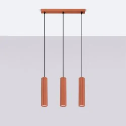Lampy-sufitowe - lampa wisząca 3 tuby sufitowe czerwone karbon 3l ochra sollux sl.1632 