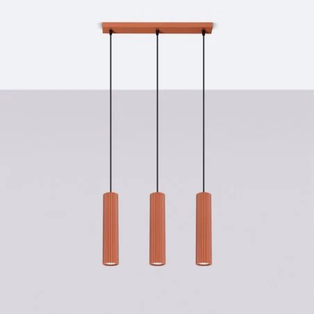 Lampy-sufitowe - lampa wisząca 3 tuby sufitowe czerwone karbon 3l ochra sollux sl.1632 