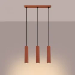 Lampy-sufitowe - lampa wisząca 3 tuby sufitowe czerwone karbon 3l ochra sollux sl.1632 