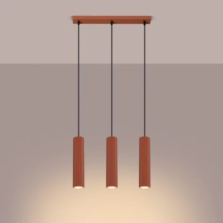 Lampy-sufitowe - lampa wisząca 3 tuby sufitowe czerwone karbon 3l ochra sollux sl.1632 
