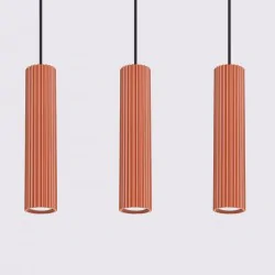 Lampy-sufitowe - lampa wisząca 3 tuby sufitowe czerwone karbon 3l ochra sollux sl.1632 