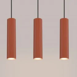 Lampy-sufitowe - lampa wisząca 3 tuby sufitowe czerwone karbon 3l ochra sollux sl.1632 