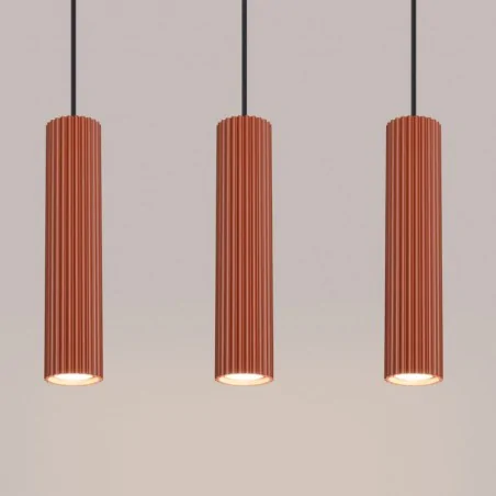 Lampy-sufitowe - lampa wisząca 3 tuby sufitowe czerwone karbon 3l ochra sollux sl.1632 