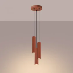 Lampy-sufitowe - lampa sufitowa zwis potrójne tuby karbon 3p ochra czerwona sollux sl.1633 
