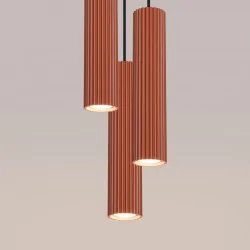 Lampy-sufitowe - lampa sufitowa zwis potrójne tuby karbon 3p ochra czerwona sollux sl.1633 