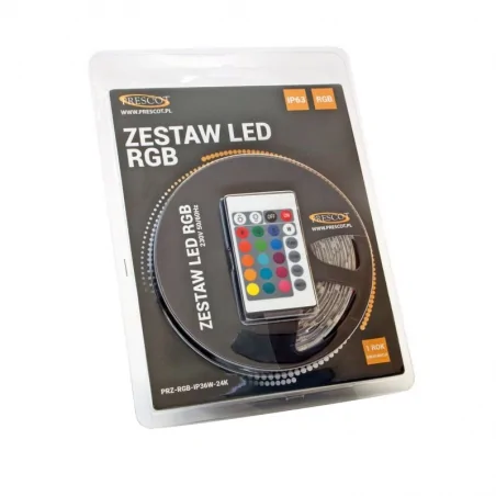 Tasmy-led - zestaw led rgb taśma z pilotem prz-rgb-ip36w-24k prescot 