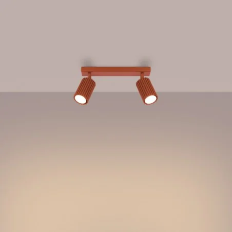 Lampy-sufitowe - plafon karbon 2 ochra czerwona sollux sl.1637 