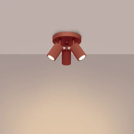 Lampy-sufitowe - plafon karbon 3p ochra czerwona sollux sl.1639 