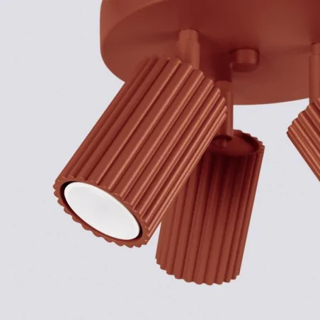 Lampy-sufitowe - plafon karbon 3p ochra czerwona sollux sl.1639 