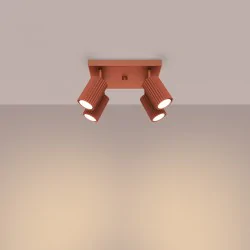 Lampy-sufitowe - plafon karbon 4 ochra czerwona sollux sl.1640 
