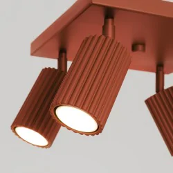 Lampy-sufitowe - plafon karbon 4 ochra czerwona sollux sl.1640 
