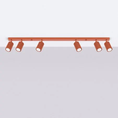 Lampy-sufitowe - plafon karbon 6l ochra czerwona sollux sl.1642 