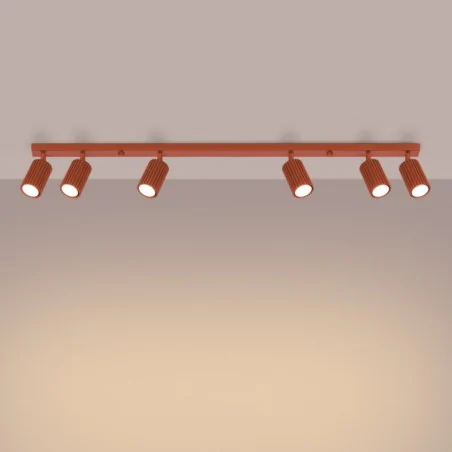 Lampy-sufitowe - plafon karbon 6l ochra czerwona sollux sl.1642 