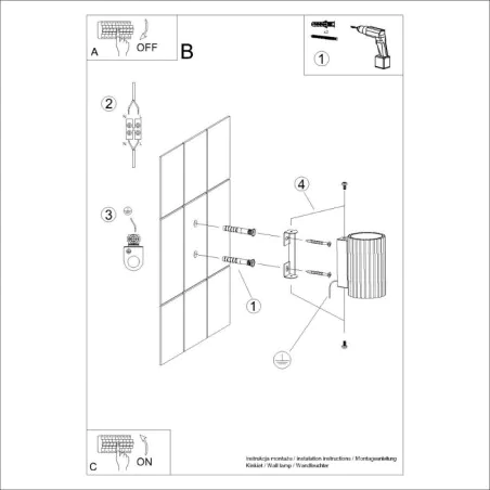 Kinkiety-do-salonu - kinkiet karbowany tuba ścienna oprawa natynkowa karbon 10 czarna sollux sl.1648 