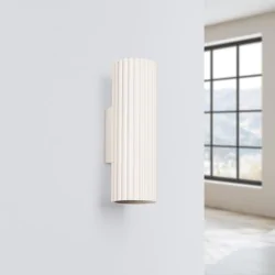 Kinkiety-do-salonu - kinkiet tuba beżowa podwójna 2xgu10 lampa ścienna karbon 20 kremowa sollux sl.1653 
