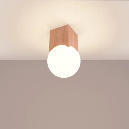 Kinkiety-do-salonu - plafon oprawa sufitowa kula skandynawska solis naturalne drewno sollux sl.1407 