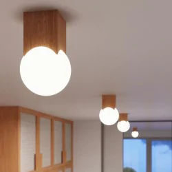 Kinkiety-do-salonu - plafon oprawa sufitowa kula skandynawska solis naturalne drewno sollux sl.1407 