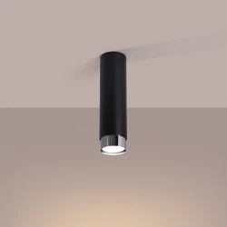 Oswietlenie-sufitowe - plafon tuba natynkowa sufitowa nero 22,5 czarny/chrom sollux sl.1409 